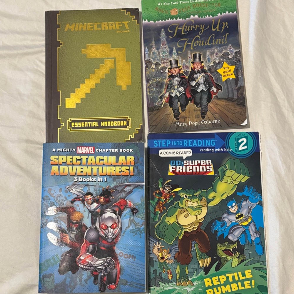 Minecraft , Marvel NEW,  Magic Tree NEW and DC super Friends book